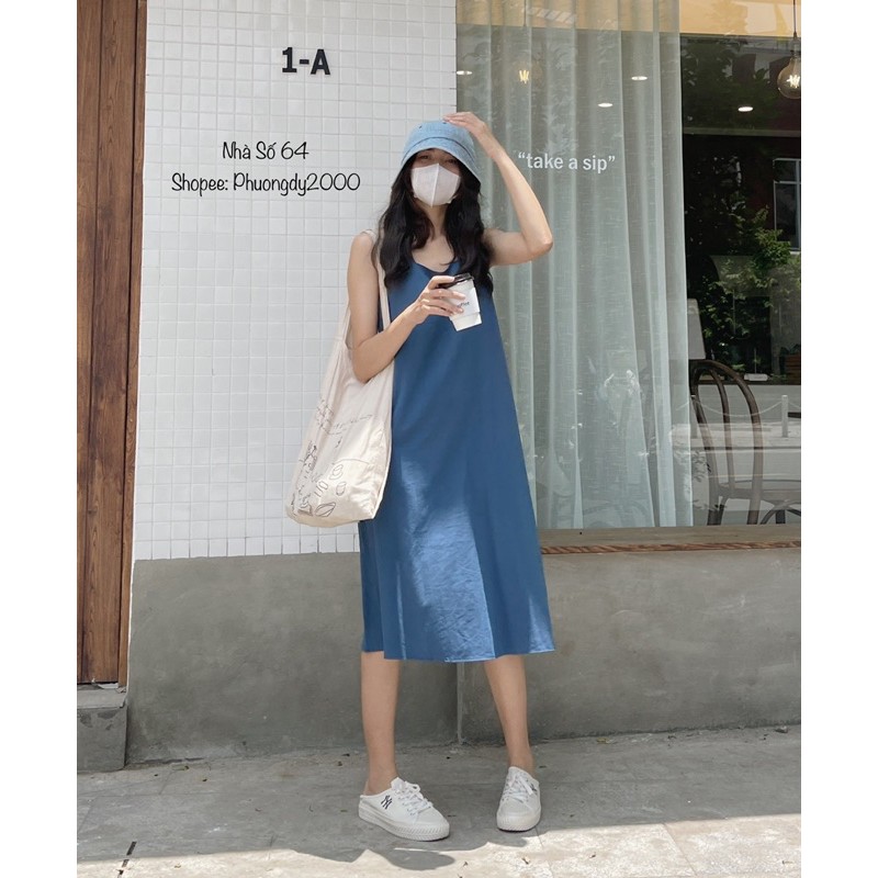 🚛[FREESHIP] Đầm suông dài tôn dáng đai to đắp chéo lưng 𝐁𝐚𝐬𝐢𝐜 dáng dài gồm 2 màu | BigBuy360 - bigbuy360.vn