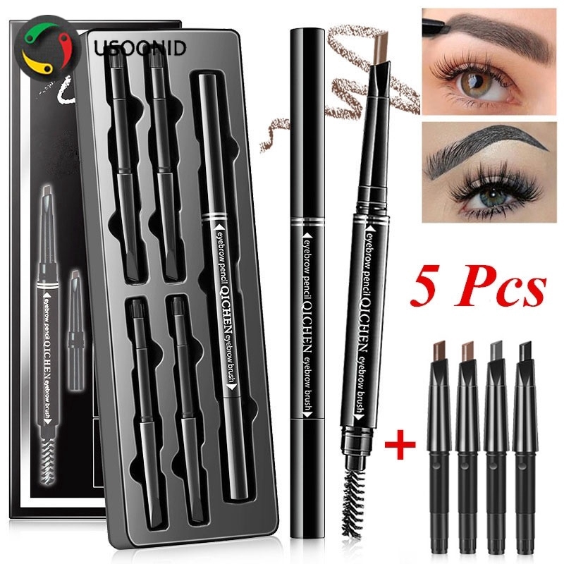 Bộ 5 cây bút kẻ lông mày Qichen 2 đầu sống động chống nước lâu trôi