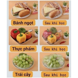 MÀNG BỌC Thực Phẩm Set 100 Túi Đa Năng Tiện Dụng Co Giãn Thông Minh Tặng Kèm Túi Gấu Dễ Thương