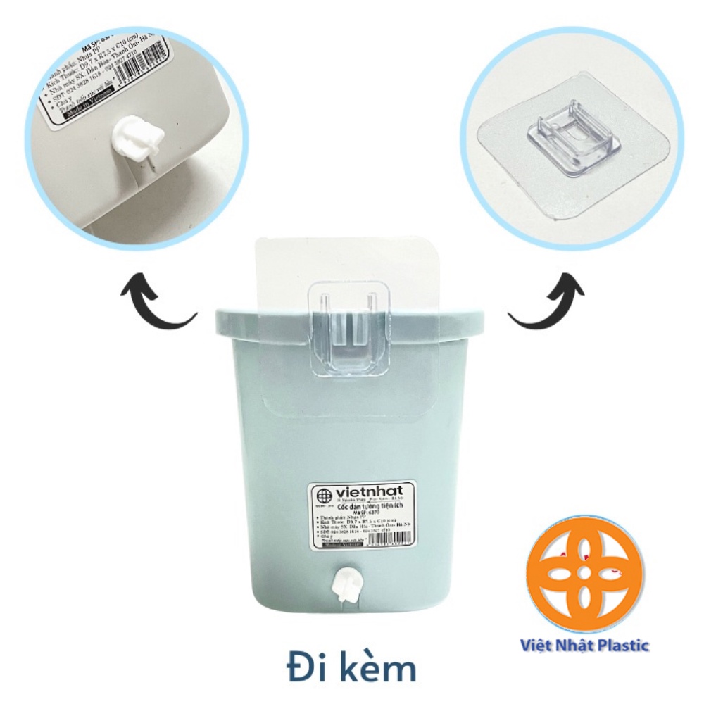 Cốc dán tường hokori đựng bàn chải, kem đánh răng nhựa Việt Nhật có lỗ thoát nước 6370