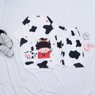 Set bộ cartoon nam nữ , set bộ uzllang bò sữa form nam nữ