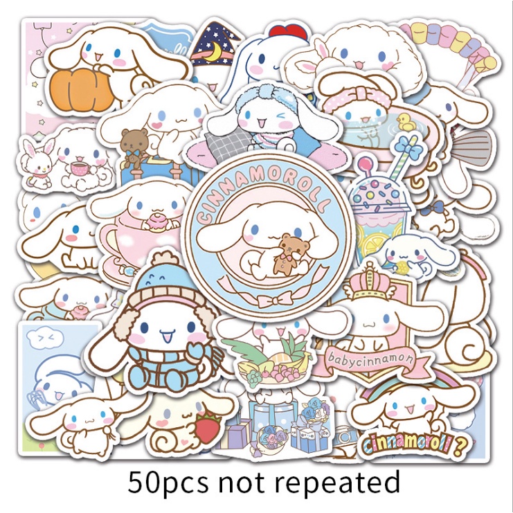 50 miếng dán hình Cinnamoroll dễ thương cho hành lý tủ lạnh xe tay ga hộp đựng đồ dùng học tập và tự tay trang trí