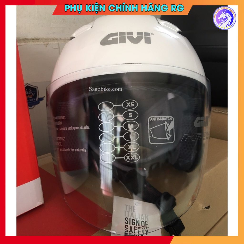 Nón bảo hiểm Givi 3 phần 4 kèm kính chắn gió hàng chính hãng chắc bên bảo hành 2 năm