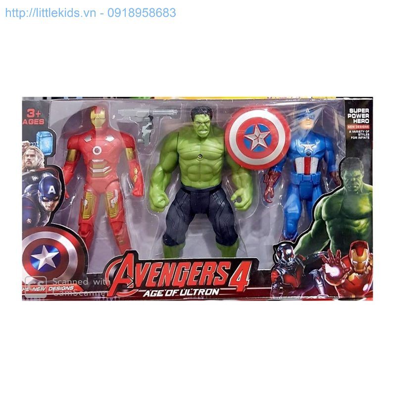 Hộp Đồ Chơi Mô Hình 3 Siêu Anh Hùng Avengers, Có Đèn - No.1890