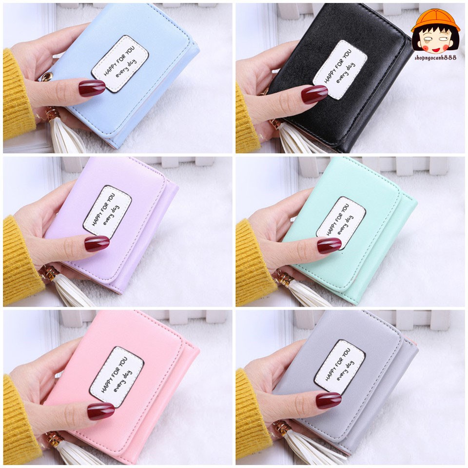 [TRỢ GIÁ] Ví Ngắn Nữ Cầm Tay Happy For You Màu Kẹo Ngọt Nhỏ Xinh Phong Cách Hàn Quốc ! | BigBuy360 - bigbuy360.vn