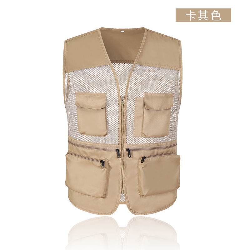 Áo Ba Lỗ Phối Lưới Mỏng Thoáng Khí Nhiều Túi Thời Trang Mùa Hè