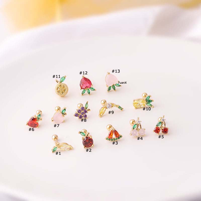 Bông tai hình trái cây bằng thép không gỉ 20g
