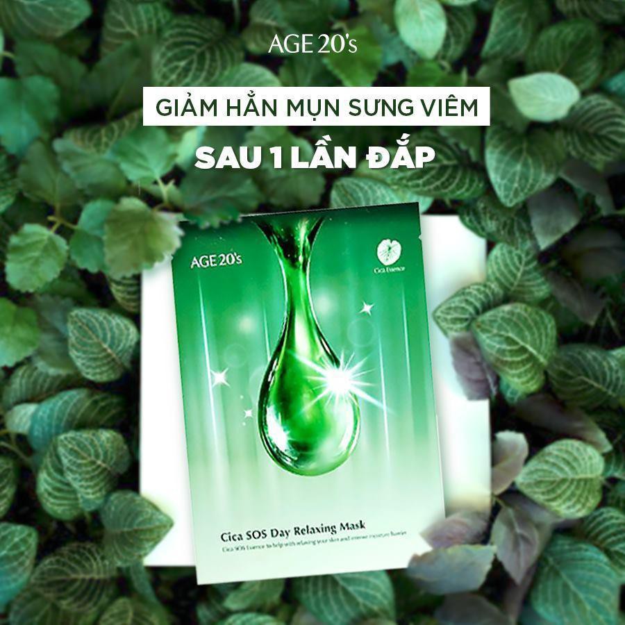 Combo 5 Mặt Nạ Làm Dịu, Chăm Sóc Da Mụn Chiết Xuất Rau Má AGE20's Cica SOS Day Relaxing Mask 30g x 5