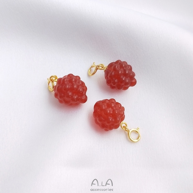 █A.ιA゜14K Vàng●1 Miếng°Mặt Dây Chuyền Đá Mã Não Tự Nhiên Hình Trái Cây Dễ Thương