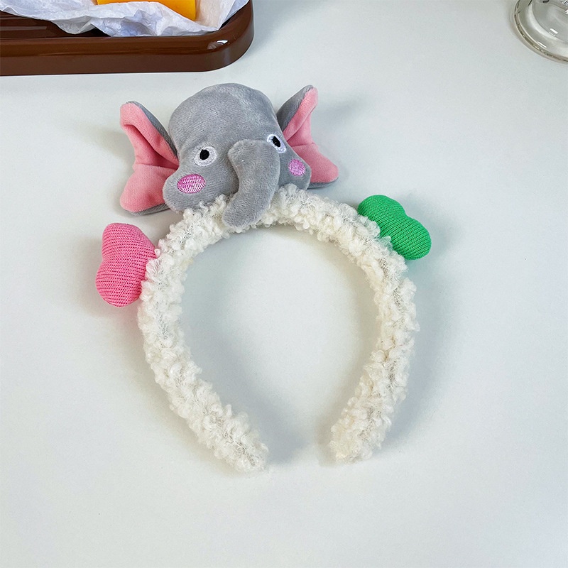 Băng Đô Cài Tóc Hình Gấu/Voi Hoạt Hình Nhồi Bông Dễ Thương Cho Bé