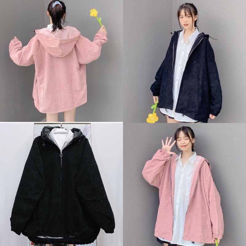 Áo khoác Nhung gân trơn - Form rộng  Nam nữ unisex  Jaystoree