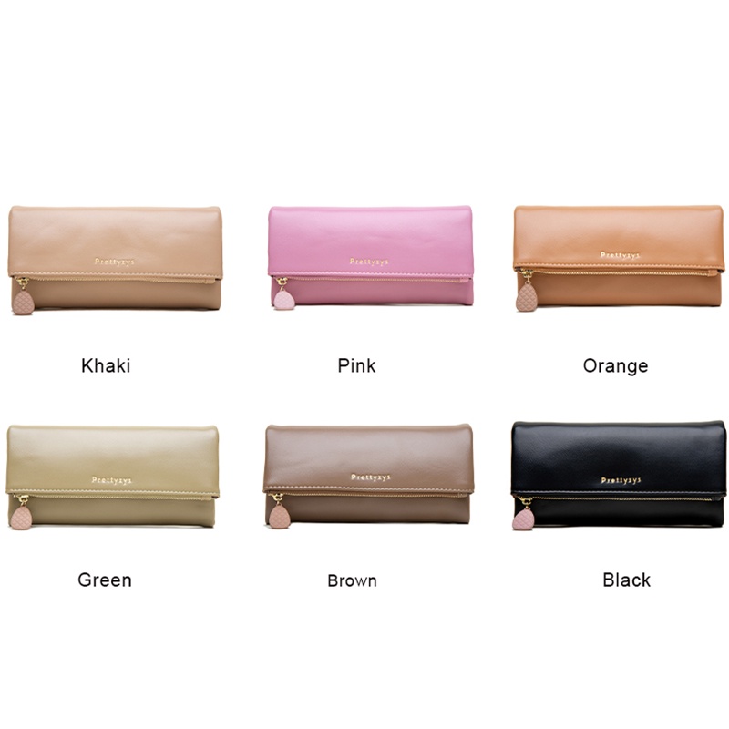 Ví Da PU Dáng Dài Phối Khoá Kéo Tiện Dụng Cho Nữ