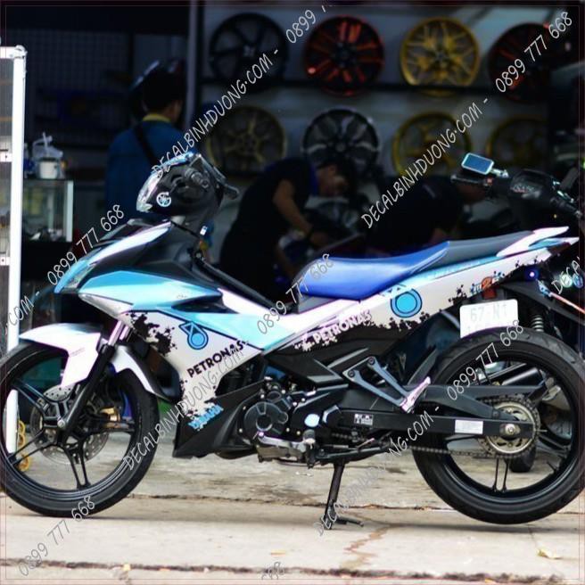 Tem Xe Máy - Decal Trùm Exciter 150 Xanh Bạc Petronas