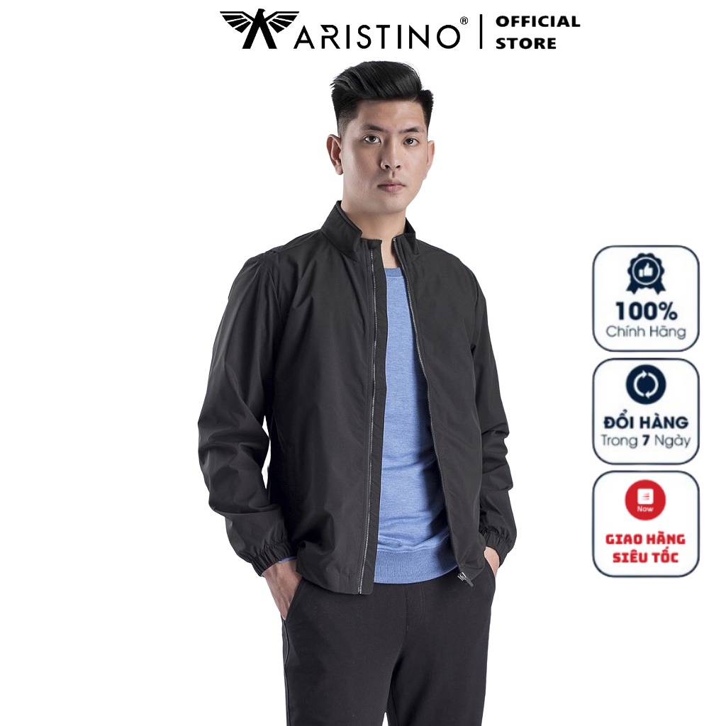 Áo khoác gió nam 2 lớp Aristino AJK018W8 Jacket dáng suông vừa bo tay bo gấu tiện lợi vải Polyester bền màu sắc nét
