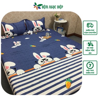 Bộ ga chun poly cotton m6 hoặc m8x2m kèm 2 vỏ gối nằm