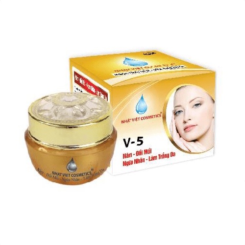 Kem Nhật Việt V5 Nám, Đồi Mồi, Ngừa Nhăn, Dưỡng Da, Ngọc Trai Đen - Sữa Ong Chúa 8g