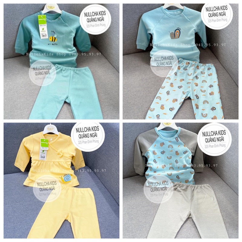 LULLABY Bộ dài tay thu đông chất cotton dày dặn cho bé trai bé gái