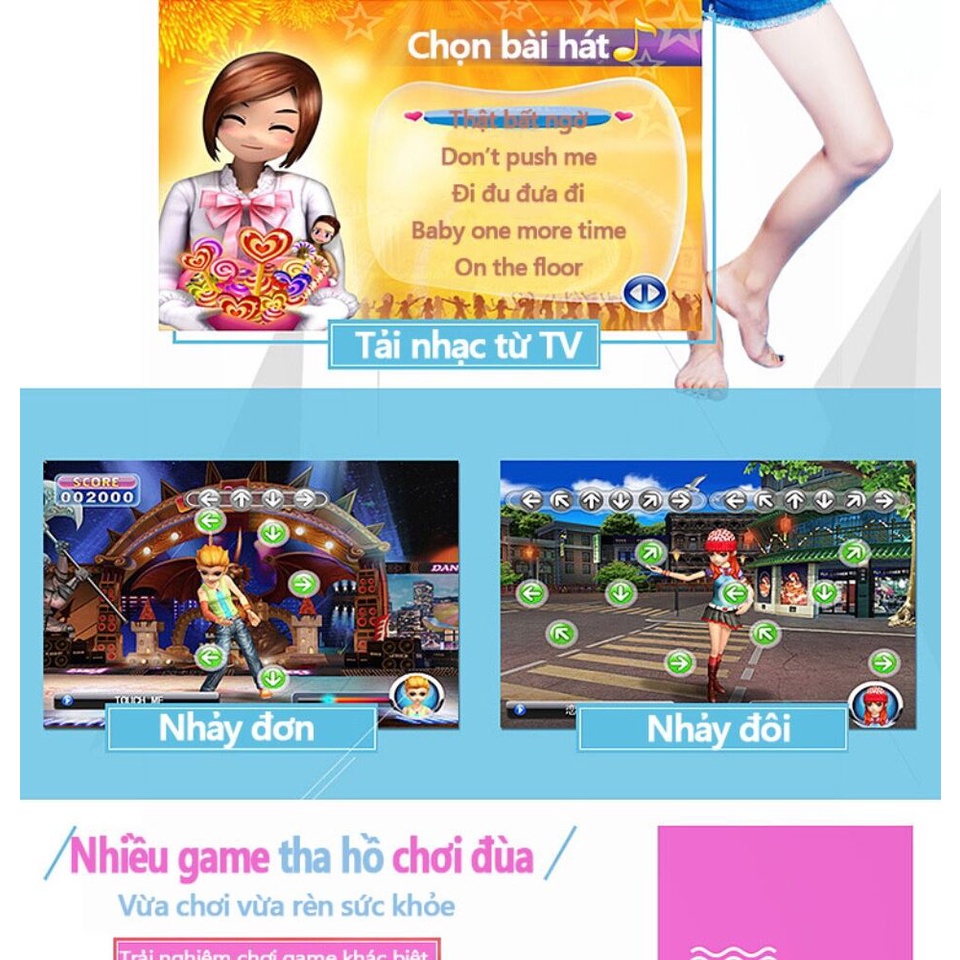 Thảm nhảy audition kết nối tivi, bản chính hãng quốc tế tiếng anh, full bộ thảm+ 2 tay cầm không dây