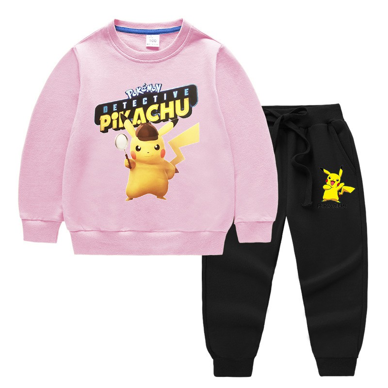 Bộ Đồ Cotton Dài Tay Họa Tiết Pikachu Xinh Xắn Theo Phong Cách Mùa Xuân Dành Cho Bé