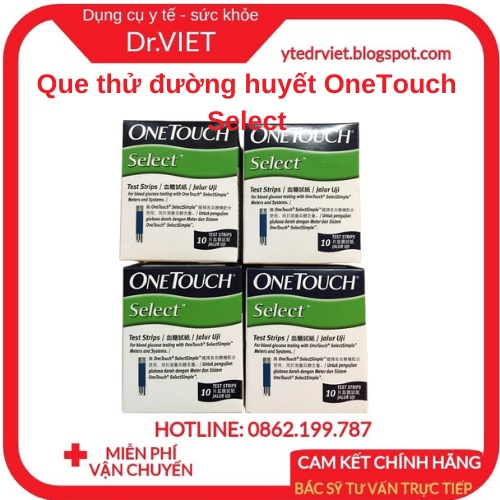 Que Thử Đường Huyết OneTouch Select LIFESCAN - Sử dụng công nghệ cảm ứng điện cực, chính xác - Hộp 10 que - Drviet