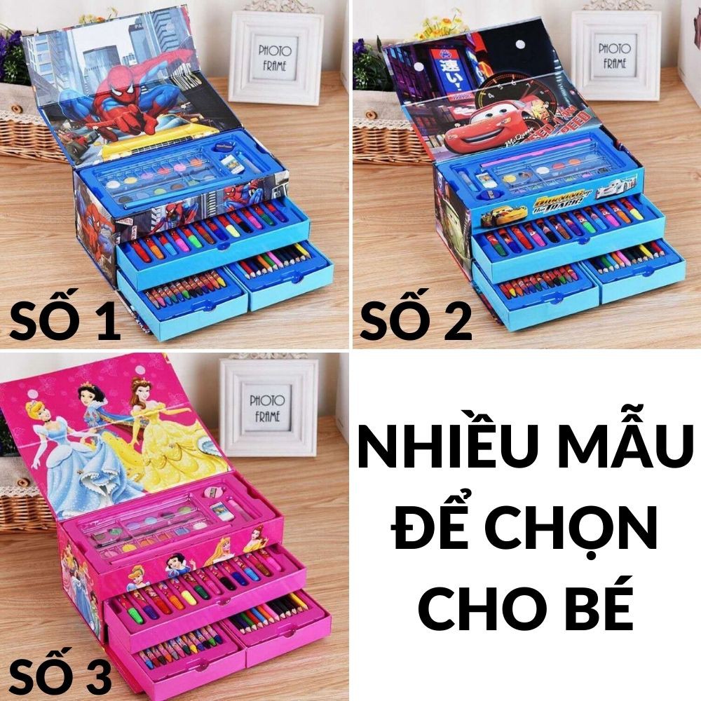 Hộp bút chì màu đa năng 54 món 3 tầng chia ngăn kéo cao cấp cho bé mã 53018 KMVN