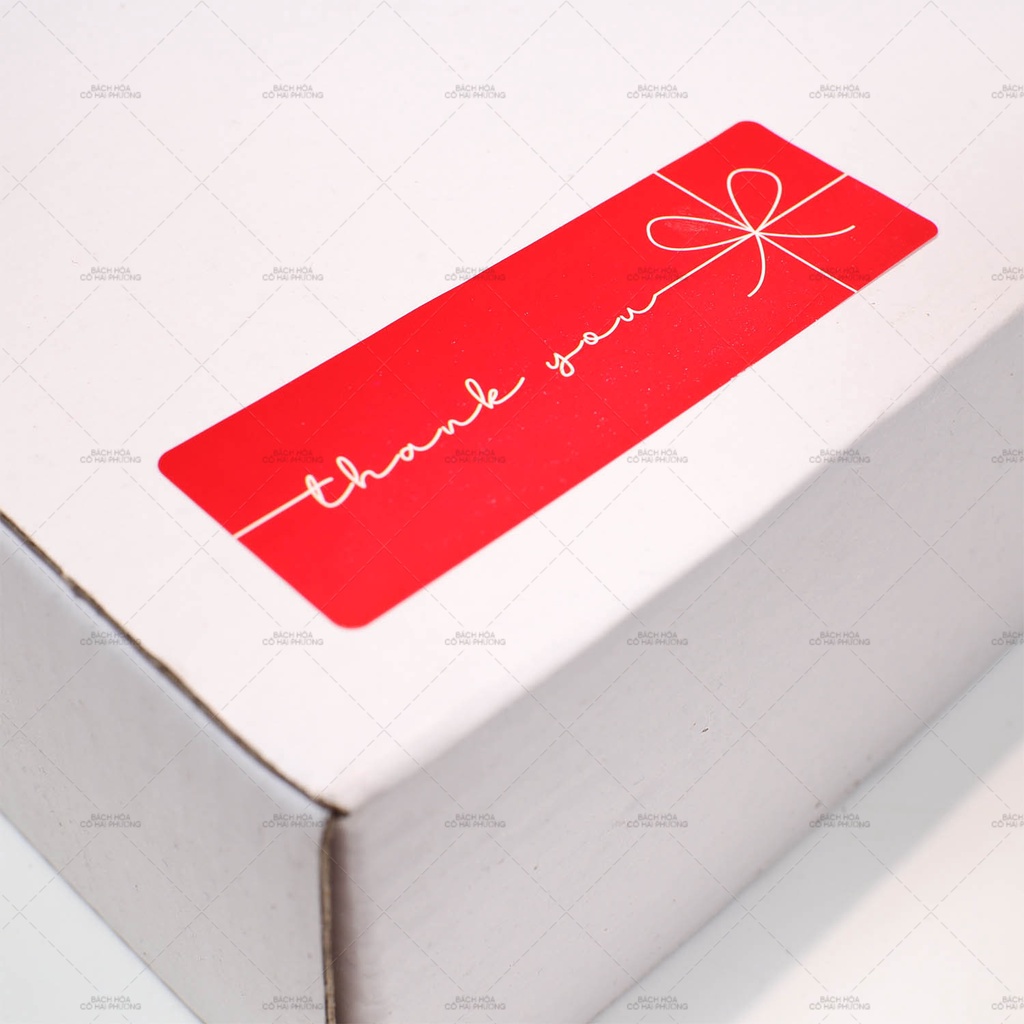 SET 5 TEM DÁN NƠ ĐỎ THANK YOU/CẢM ƠN - Mẫu Nơ đỏ