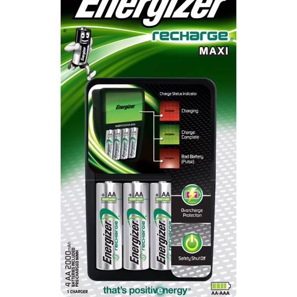 Máy Sạc Pin Energizer CHVCM4 kèm 4 pin sạc AA 2000 mAh- Hàng Chính Hãng