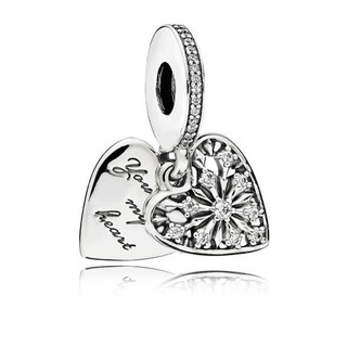 PAN - Charm treo 2 trái tim bạc - Bạc S925 - Charm bạc cho vòng pan