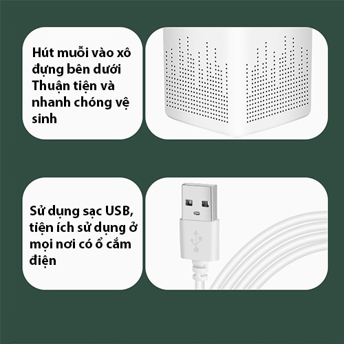 Đèn bắt muỗi, đèn bắt côn trùng thông minh có cổng sạc USB