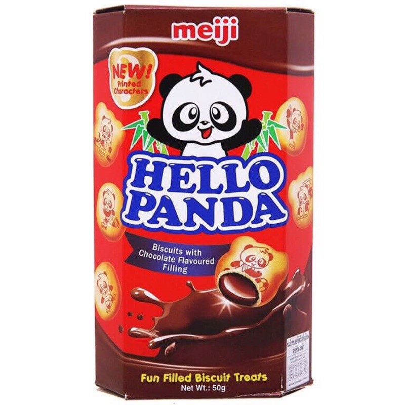 Bánh Gấu Hello Panda Meiji Nhân Kem hộp 50g (Sữa, Dâu, Socola)