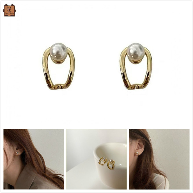 Bông Tai Chữ U Đính Ngọc Trai Giả S925 Thời Trang Cho Nữ