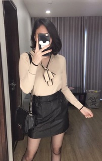 [ Đẹp- độc - lạ ] Áo len cừu buộc nơ