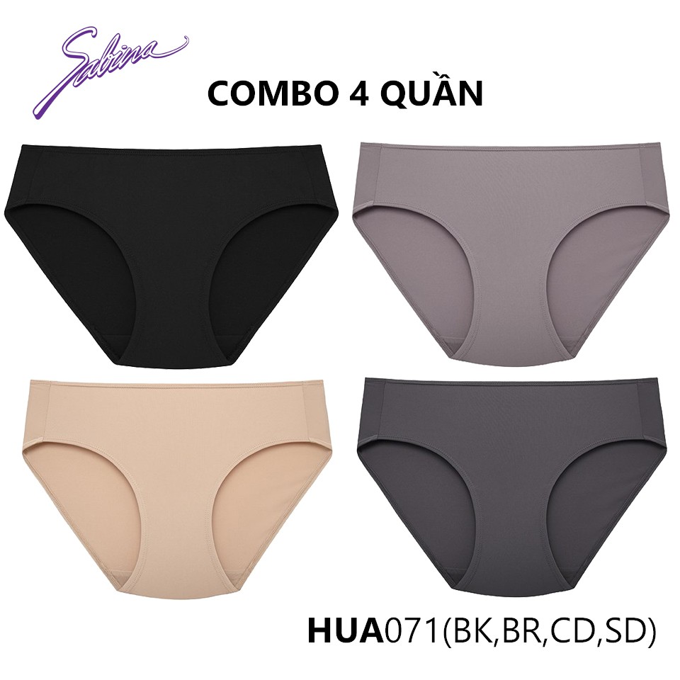 Combo 4 Quần Lót Lưng Cao - Cạp Cao Dưới Rốn Màu Trơn Habpy Lady By Sabina HUA071BK+HUA071BR+HUA071CD+HUA071SD