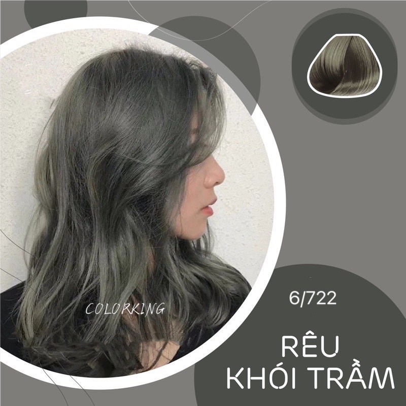 Thuốc nhuộm tóc rêu khói trầm không tẩy lên từ nền đen COLORKING-CAITU