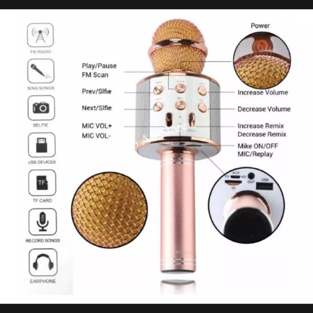 Micro không dây Bluetooth kết nối điện thoại, YouTube