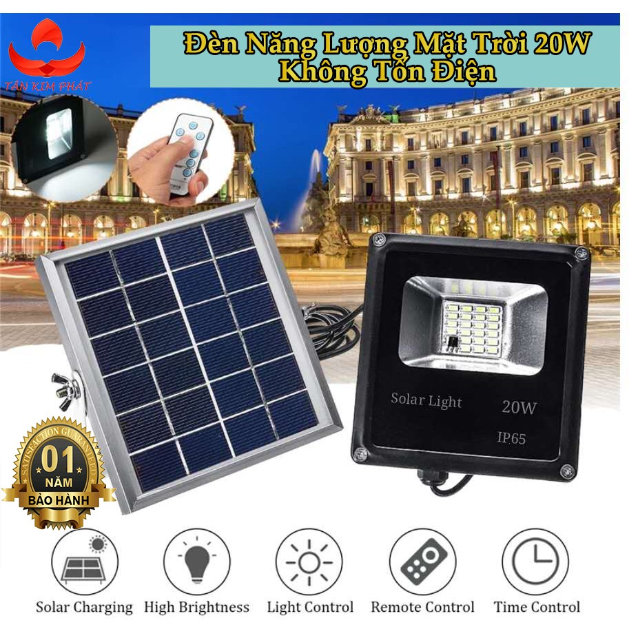 Đèn LED ngoài trời 20W dùng năng lượng mặt trời , chống thấm nước cho sân vườn