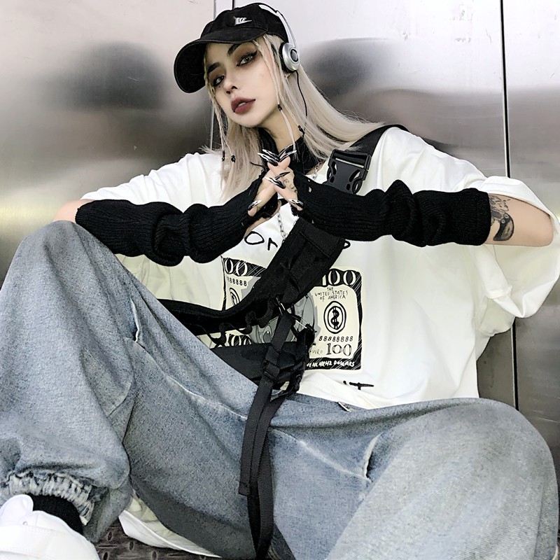 Găng tay dệt kim màu tối phong cách Hàn Quốc thời trang