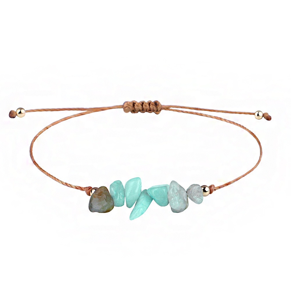 Vòng Tay Dây Sáp Đính Đá Mắt Hổ Thạch Anh Tím Phong Cách Bohemian Phổ Biến