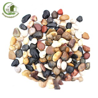 1kg đá sỏi màu hỗn hợp lớn - đá  trang trí trồng cây - trang trí bể cá - sân vườn