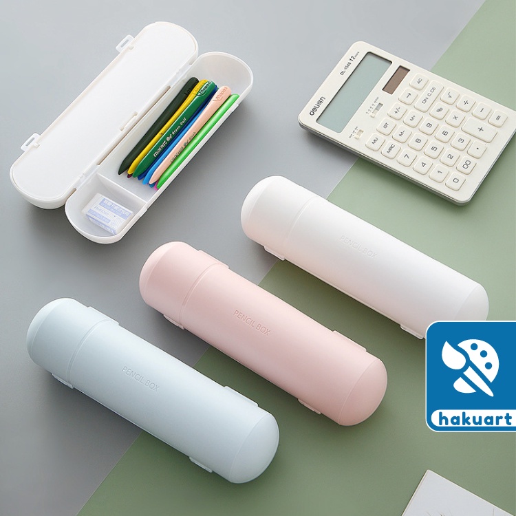 Hộp bút Pencil Box hình viên nhộng chống nước 2 tầng 20cm (đựng thước 18cm) - Văn Phòng Phẩm Haku