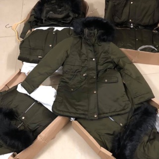 Áo parka zara kid màu rêu