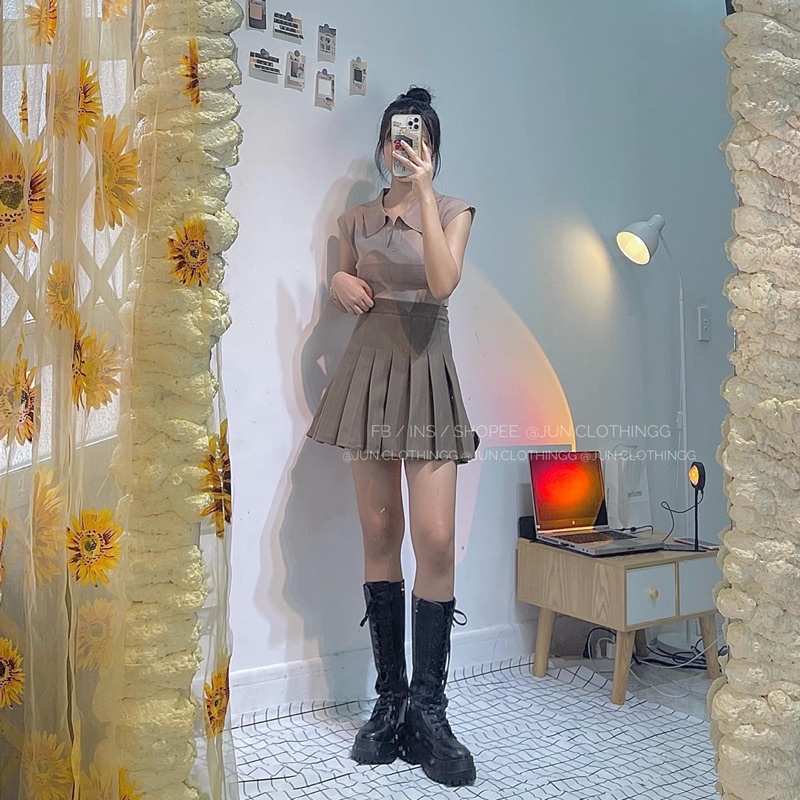 Croptop monterghi polo - Ảnh thật JUNclothing