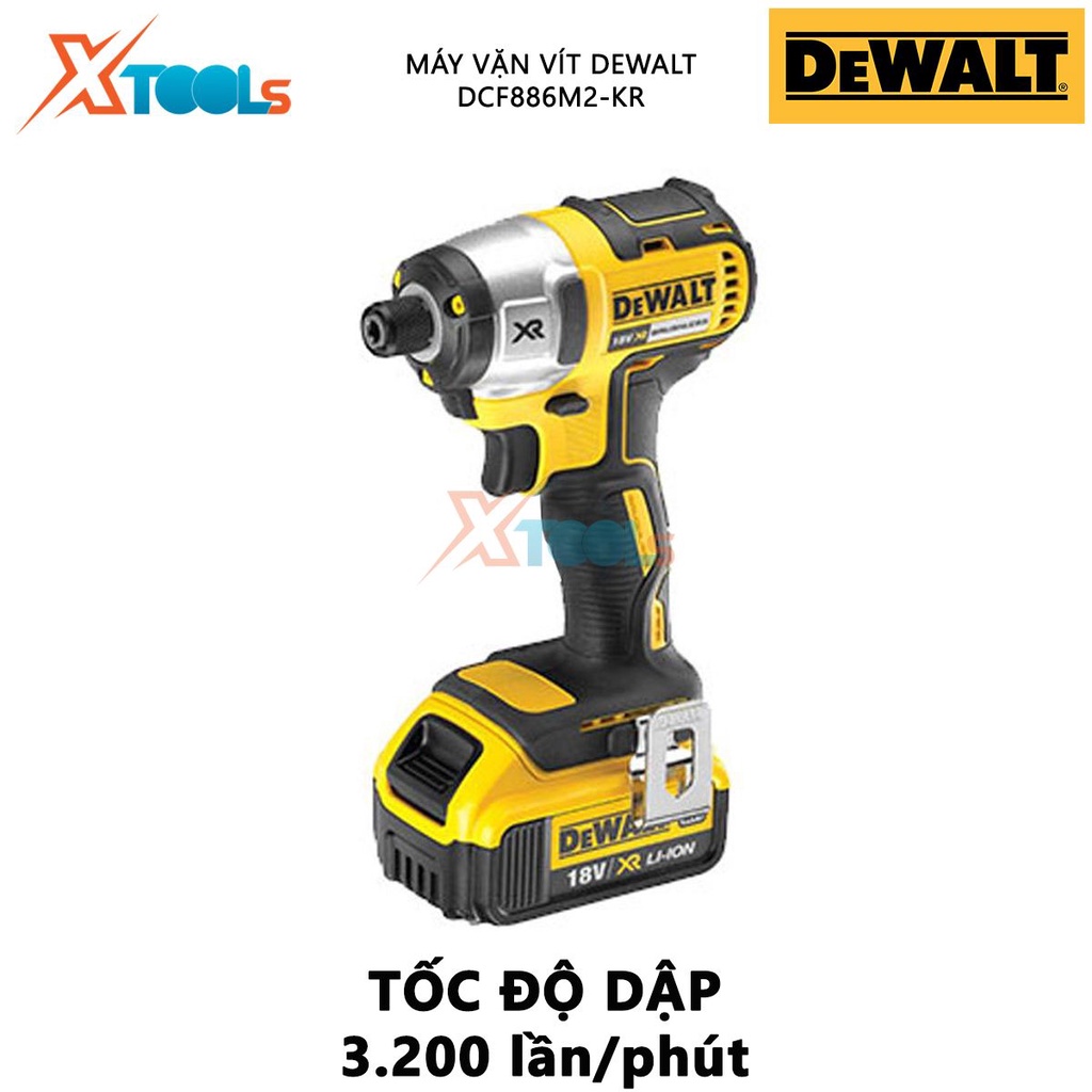Máy vặn vít dùng pin DEWALT DCF886M2-KR Súng siết vít cầm tay Điện thế pin 18V, Lực siết tối đa 165Nm dùng cho xe tay ga
