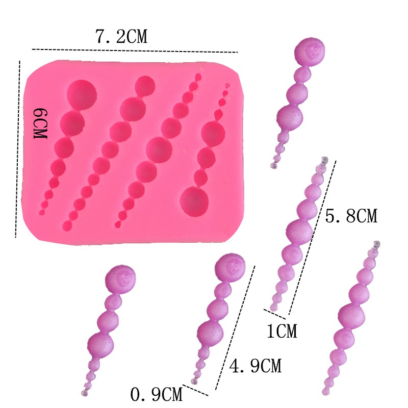 Khuôn silicon Chuỗi Hạt  làm bánh rau câu 4D