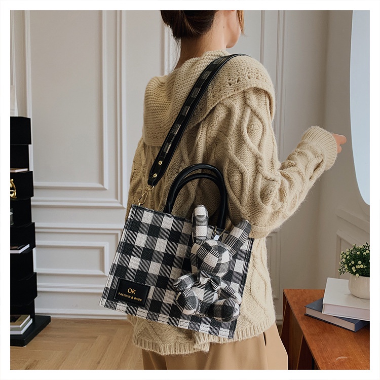 IELGY Túi Đeo Vai Họa Tiết Sọc Caro Phong Cách Cổ Điển Thời Trang Cho Nữ