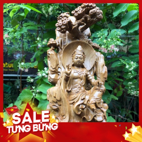 Tượng phật bà quan âm bằng gỗ cao 35cm