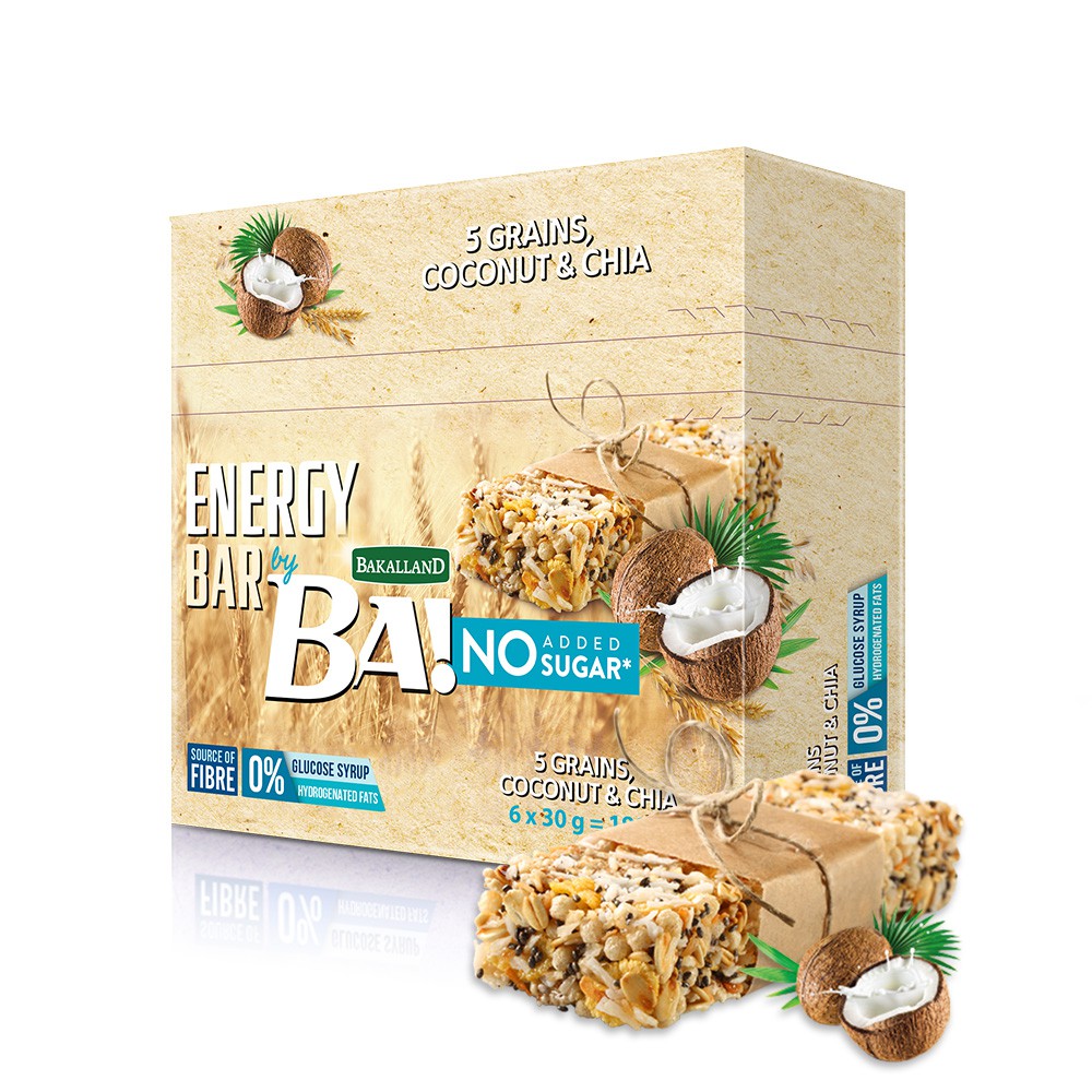 (2 vị) Thanh ngũ cốc Bakalland Energy Bar hộp 180gr (6 thanh)