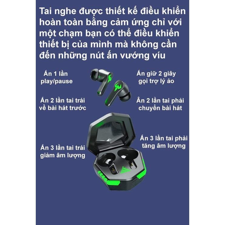 Tai nghe gaming N35 bluetooth 5.2 tích hợp mic hỗ trợ nghe gọi chơi game không độ trễ