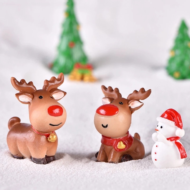 1 Mô Hình Ông Già Noel Tuần Lộc Mini Bằng Nhựa Resin Trang Trí Tiểu Cảnh