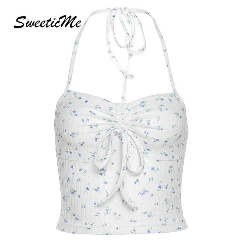 Áo Crop Top Cổ Yếm Phối Ren Hoa Thời Trang Quyến Rũ Cho Nữ